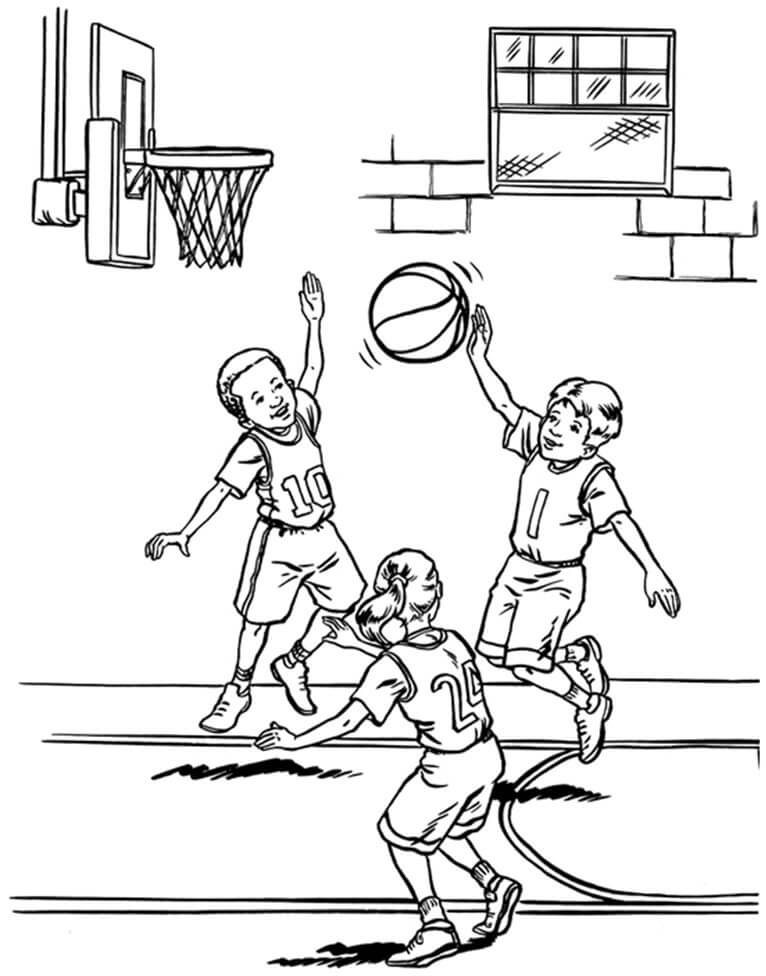 Tres Niños jugando Baloncesto