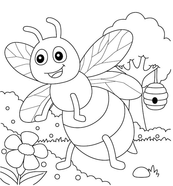 Abeja Divertida con Flor