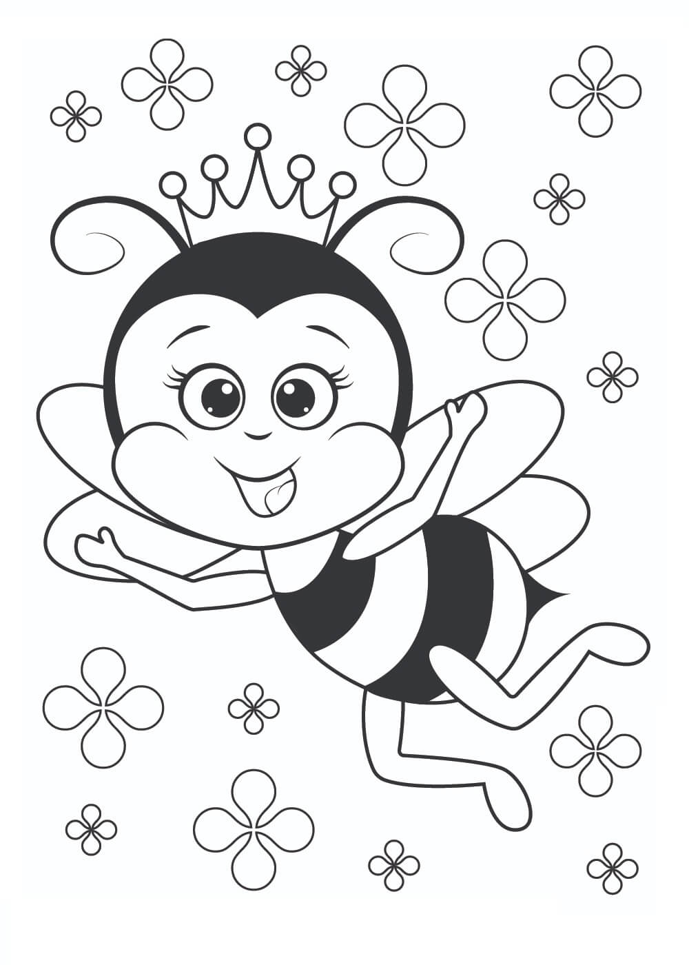 Abeja Reina con Flores