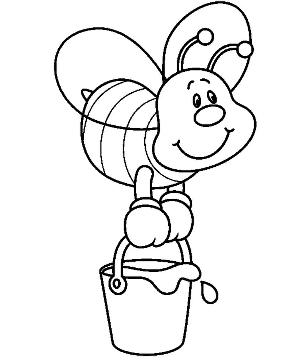 Abeja Sosteniendo un Cubo de Miel
