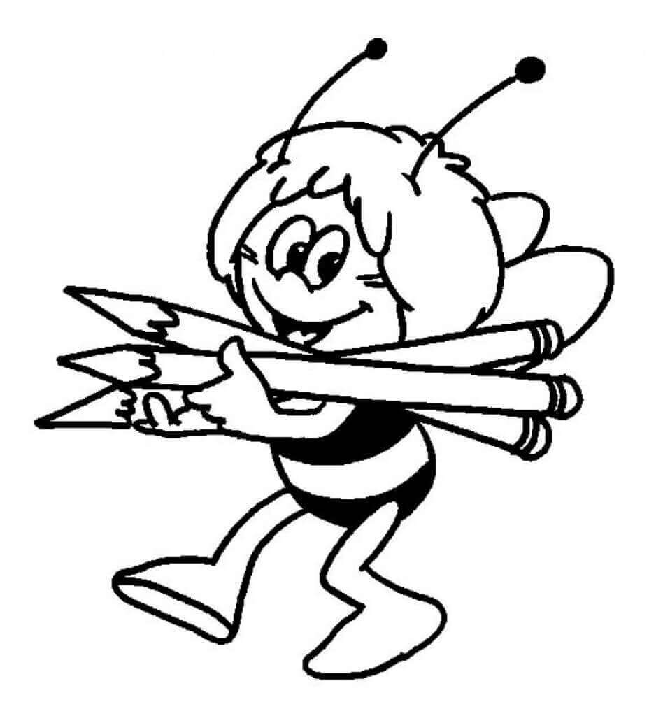 Abeja con tres Lápices