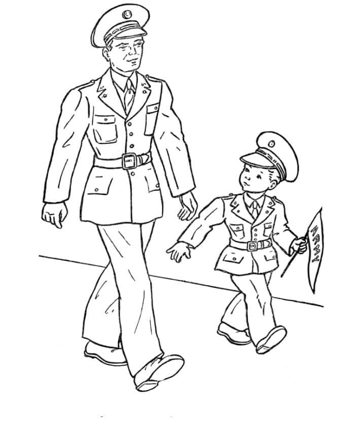 Abuelo y Nieto del día de Los Veteranos