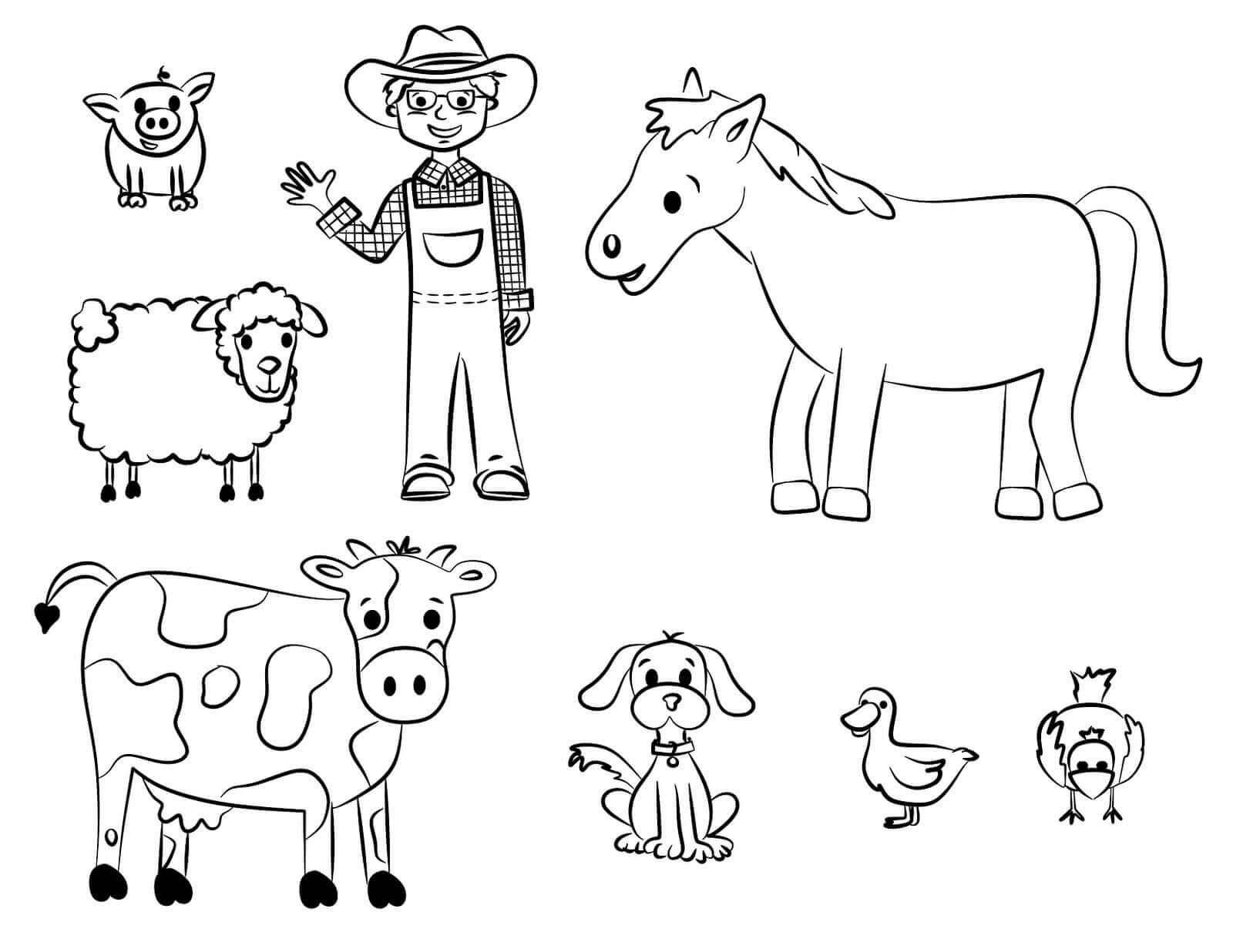 Agricultor y Animal en Granja