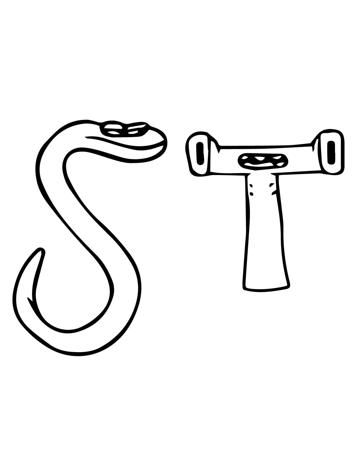 Alfabeto Lore Letra S y T Página para Colorear