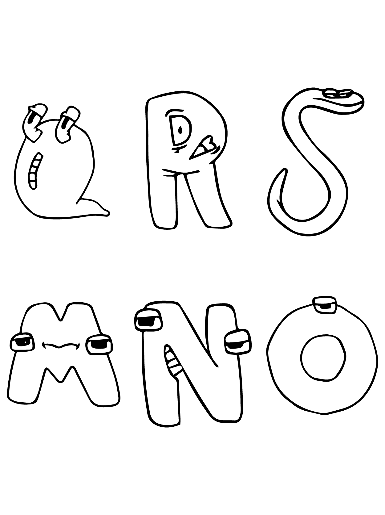 Alfabeto Lore Letra Q, R, S, M, N y O