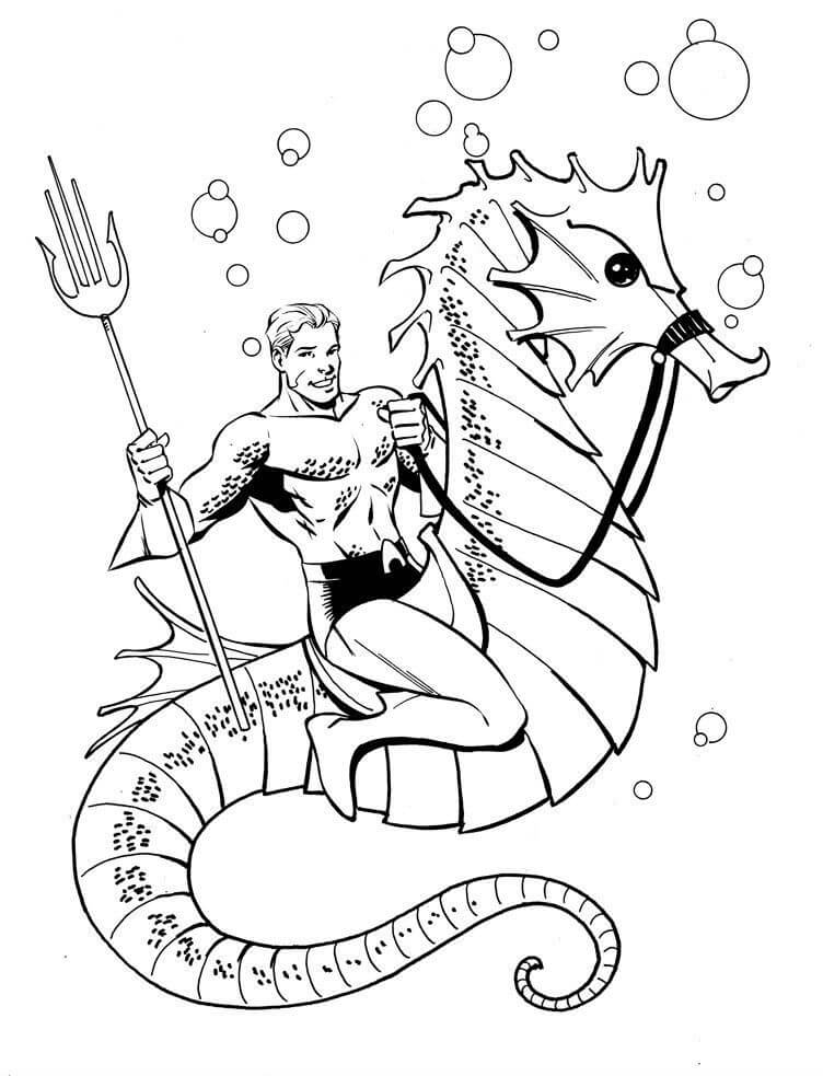 Aquaman Montando Caballito De Mar