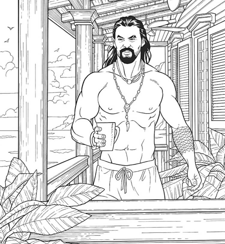 Aquaman Sosteniendo una taza de Agua