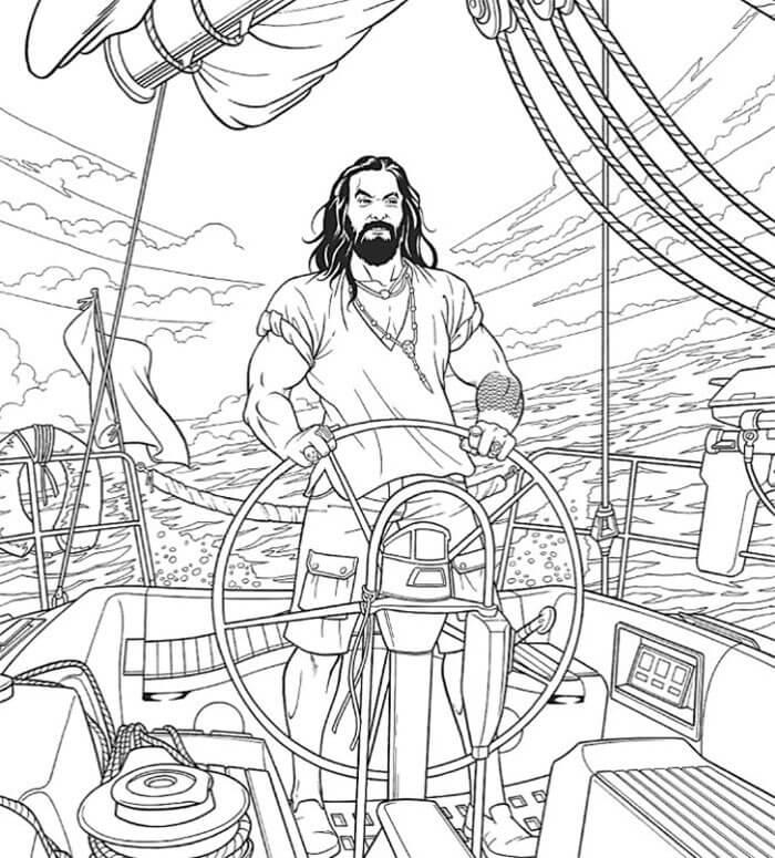 Aquaman conduciendo el Barco