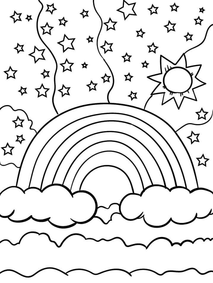 Arcoiris con Sol y Estrellas