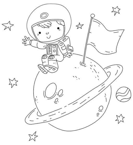 Astronauta Sentado en el Planeta