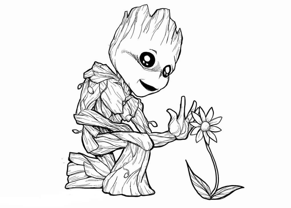 Baby Groot con Flor
