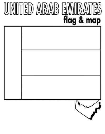 Bandera y Mapa De Los Emiratos Árabes Unidos