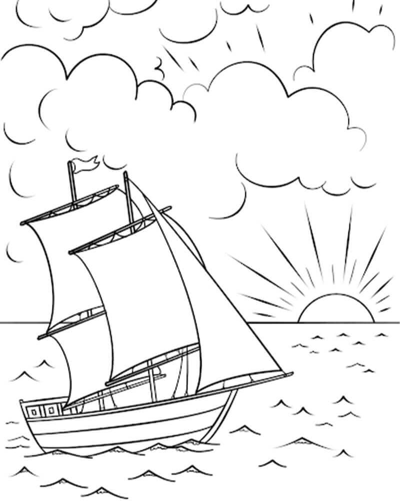 Barco Y Puesta De Sol