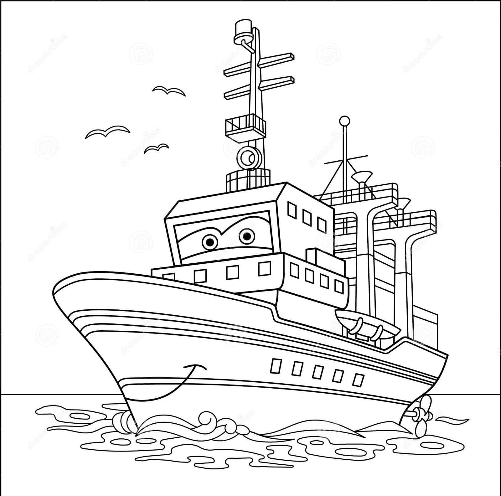 Barco de Dibujos Animados Sonriendo
