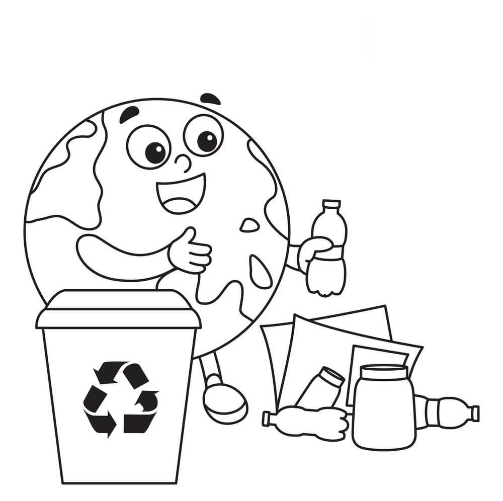 Basura de Limpieza de Tierra de Dibujos Animados