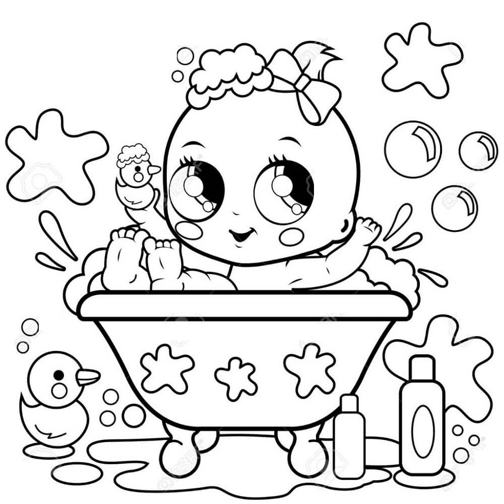 Bebé Niña Bañándose