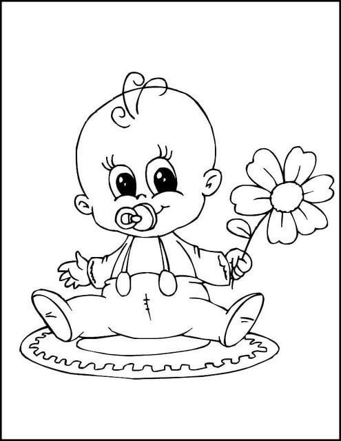 Bebé sosteniendo Flor