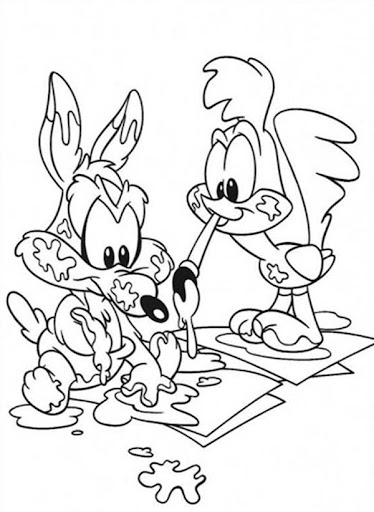 Bebé Road Runner y bebé Wile E. Coyote Pintura