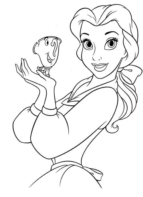 Belle Disney Sosteniendo una taza Mágica
