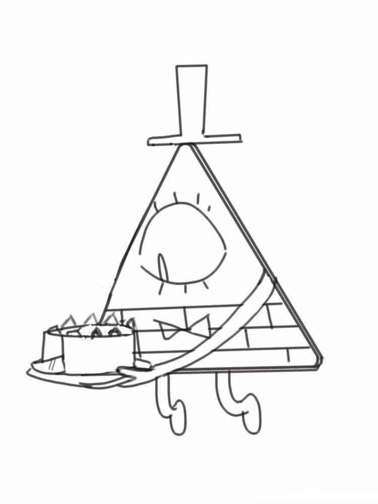 Bill Cipher Sosteniendo pastel de Cumpleaños