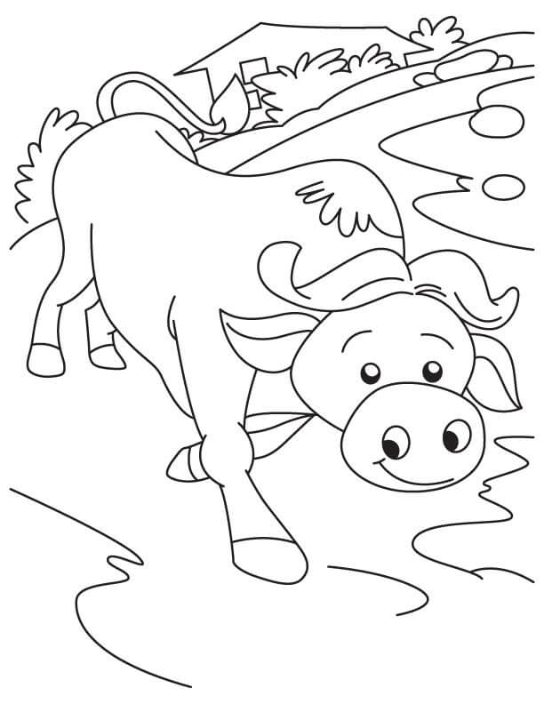 Búfalo de Dibujos Animados Sonriente