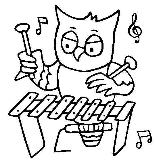 Búho Tocando Instrumentos Musicales