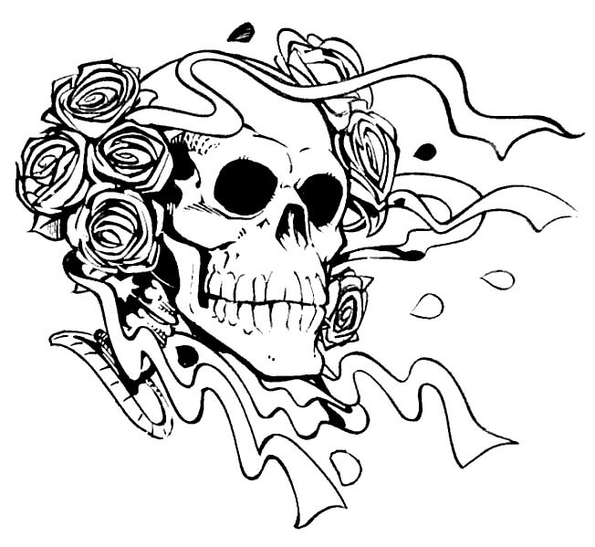 Calavera Aterradora con Rosas