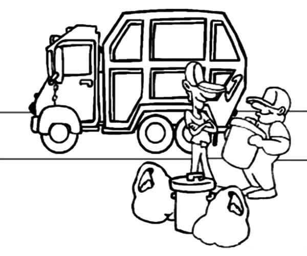 Camión de Basura y dos Recolectores de Basura