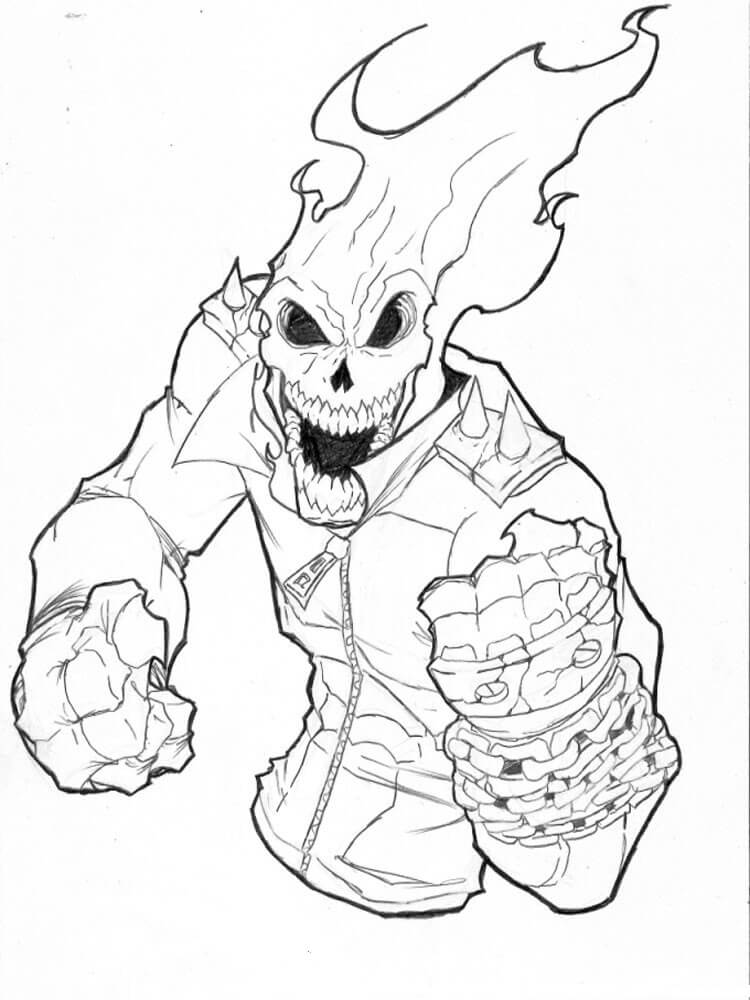 Cara de Ghost Rider Aterrador