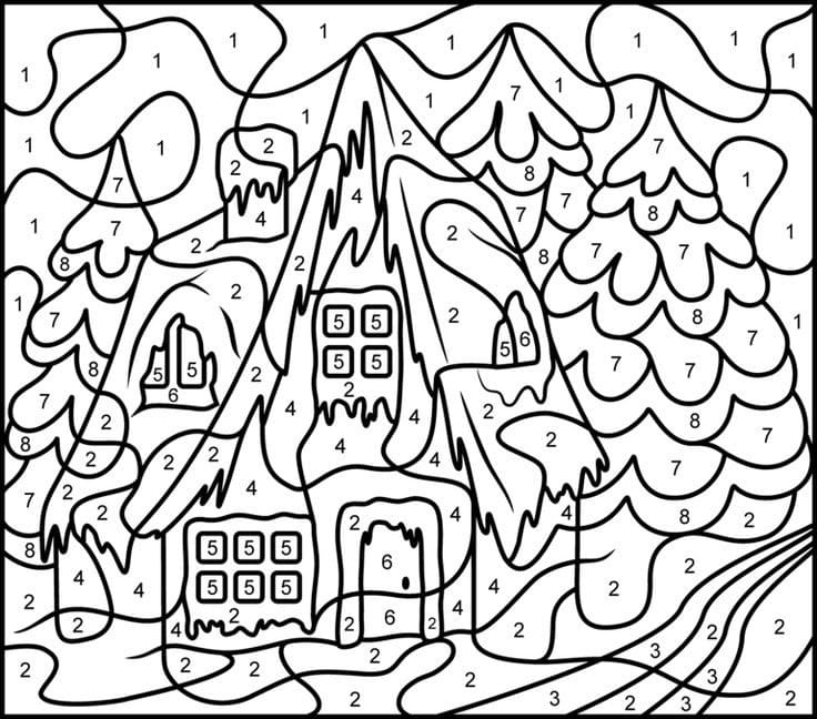 Casa de Navidad Colorear por Número