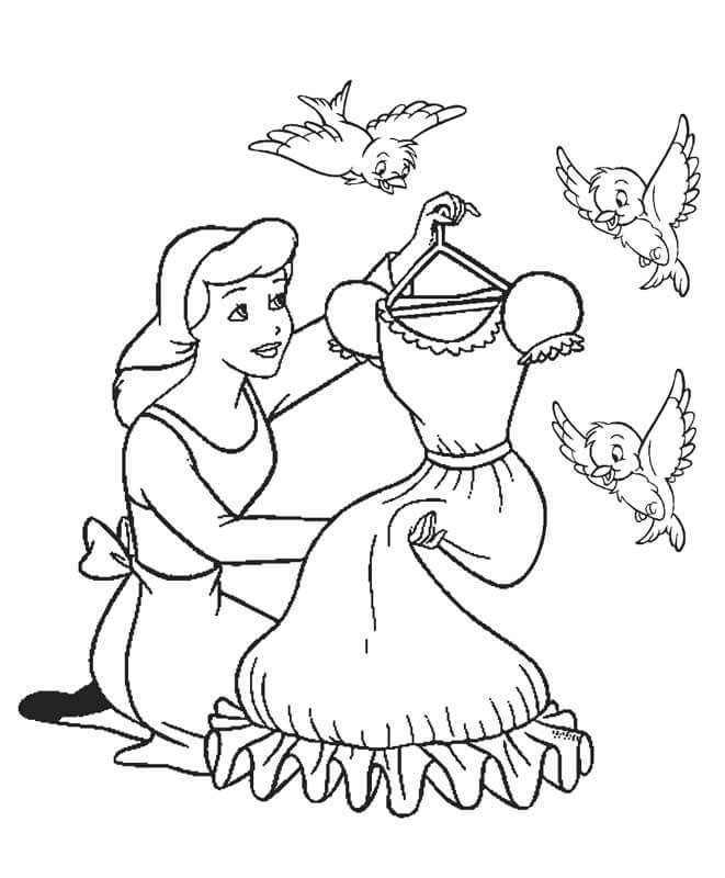 Cenicienta Sosteniendo el Vestido