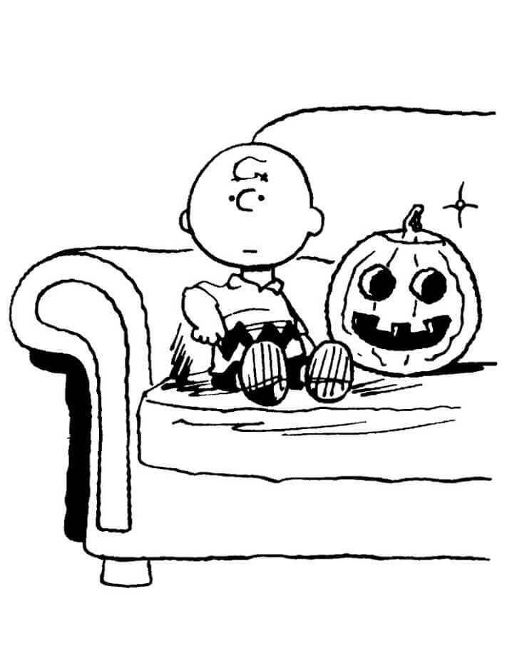 Charlie Brown Sentado y Calabaza
