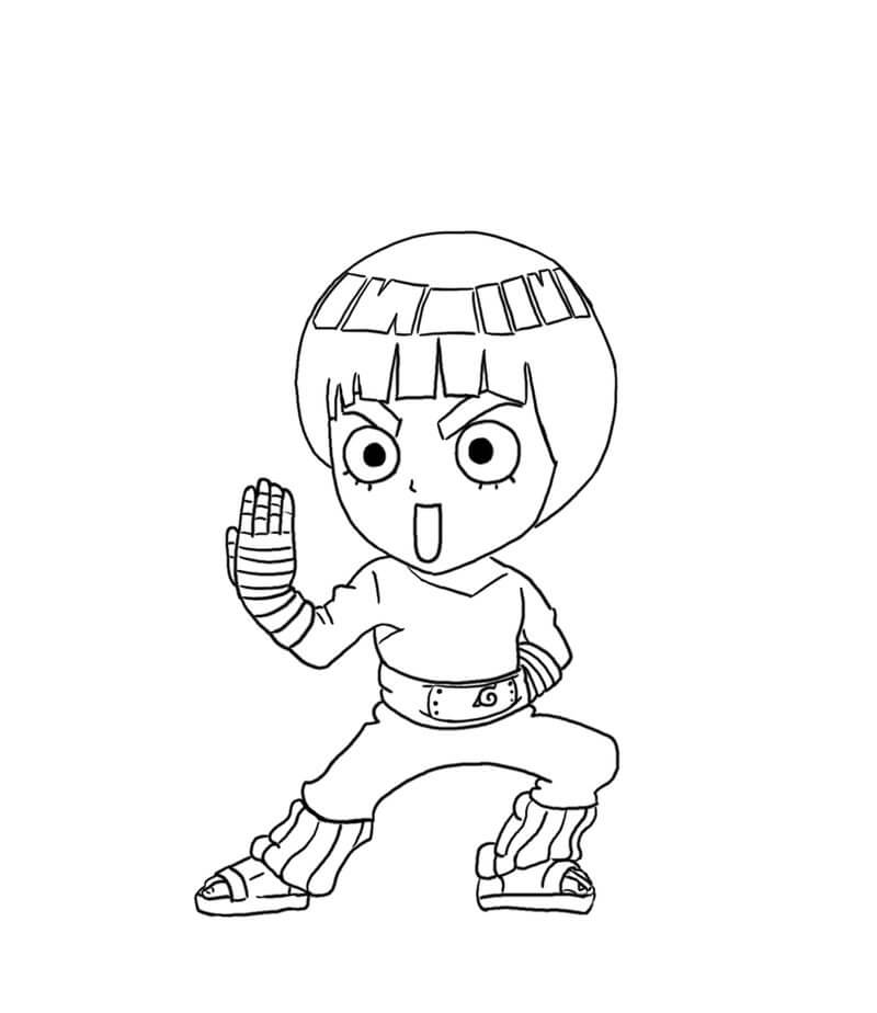 Chibi Rock Lee Luchando