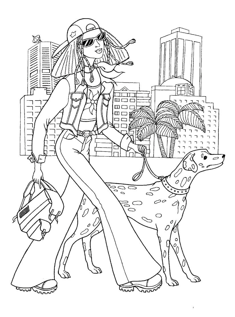Chica Adolescente de Moda con su Perro