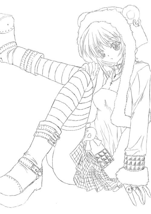 Chica Anime Sentada