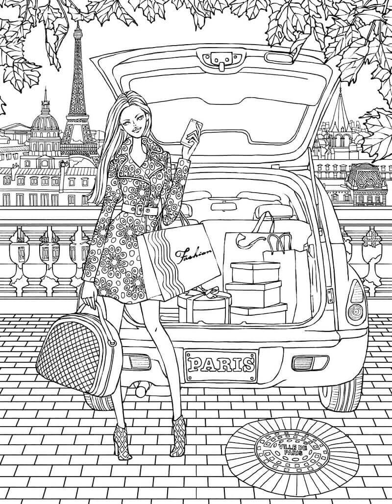 Chica de Compras en la Ciudad de París