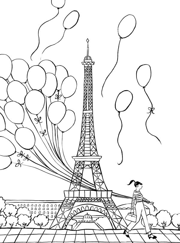 Chica sujetando Globo en París