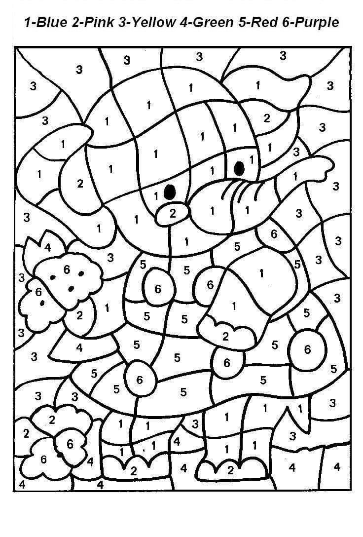 Color de Elefante por Número