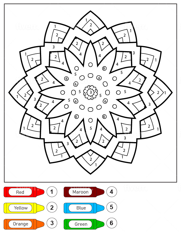 Colorear Por Números Mandala Estrellas Para Niños