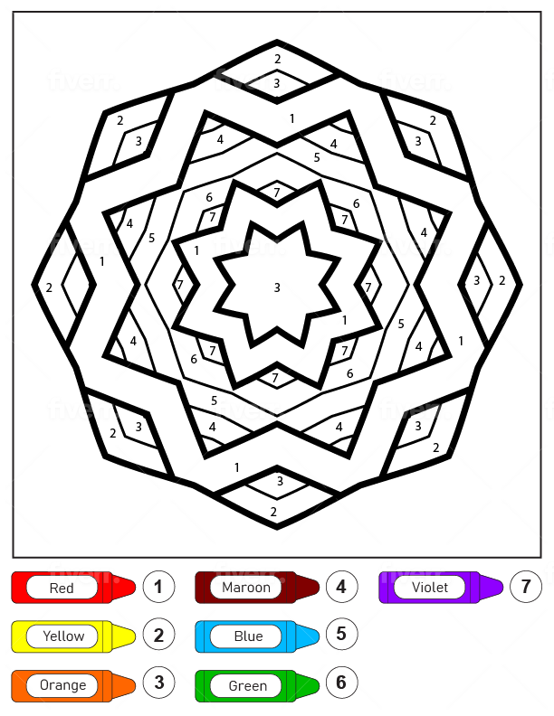 Colorear Por Números Un Mandala De Estrellas Fácil Para Niños