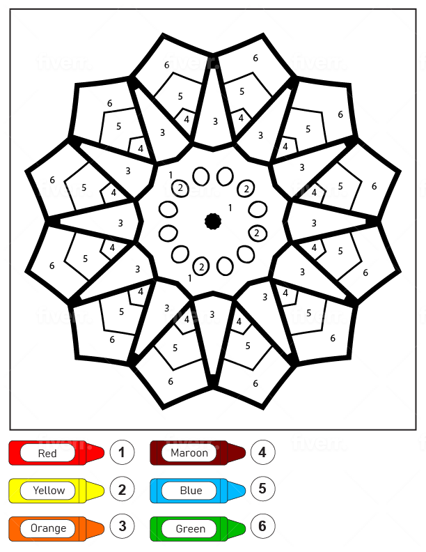 Colorear Por Números Un Mandala De Flores Fácil Para Niños