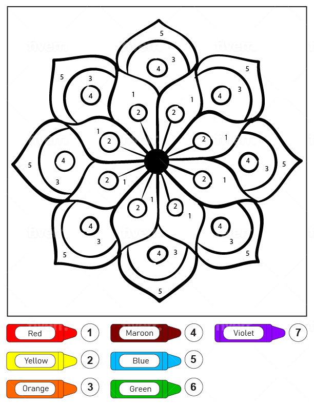 Colorear Por Números Un Mandala De Flores Para Niños