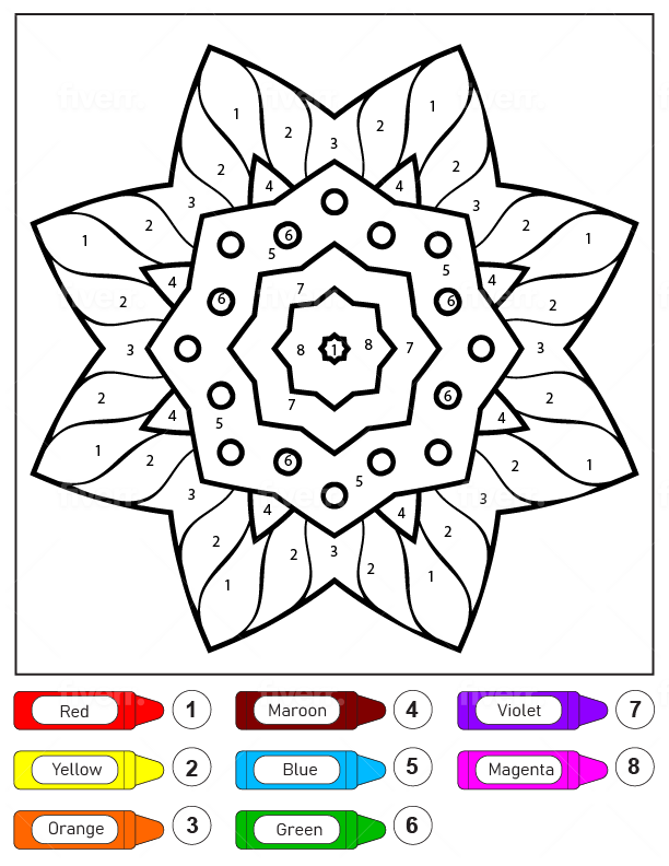 Colorear Por Números Un Mandala De Flores Sencillo Para Niños