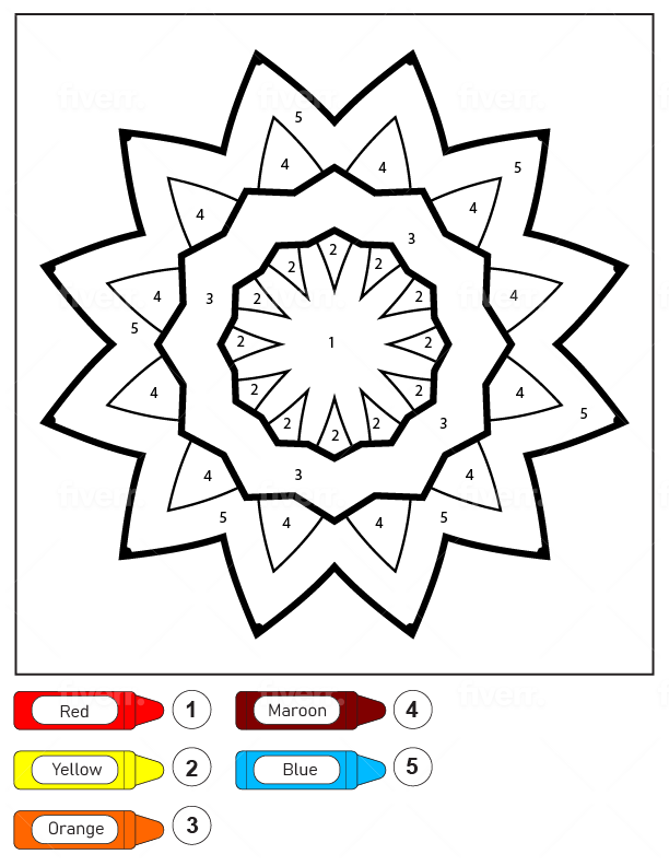 Colorear Por Números Un Patrón De Flores De Mandala Para Niños