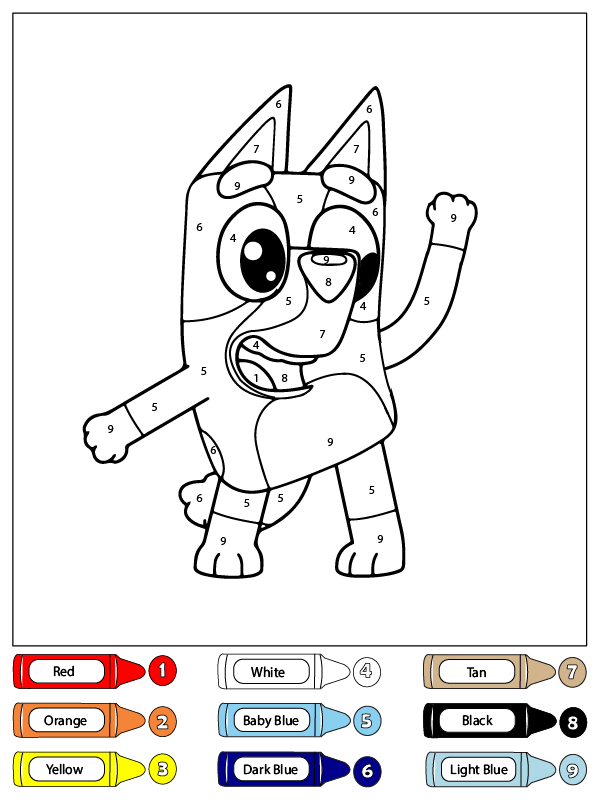 Colorear por Números a Bluey Heeler Bailando