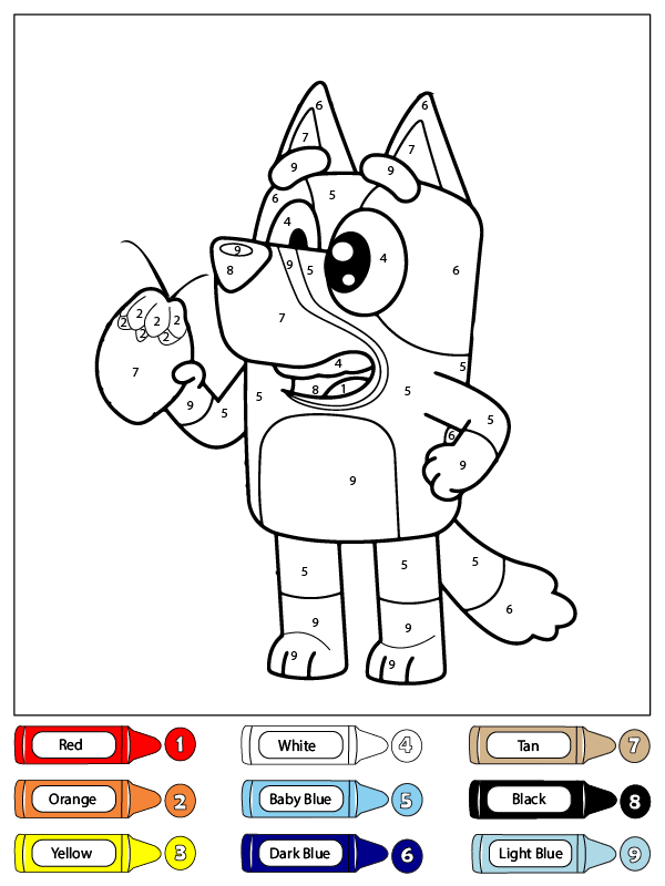 Colorear por Números a Bluey Heeler con una Fruta