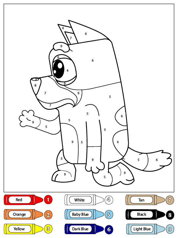Colorear por Números a Bluey Heeler