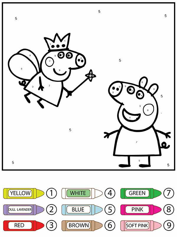 Colorear por Números la Reina y Peppa Pig Página para Colorear