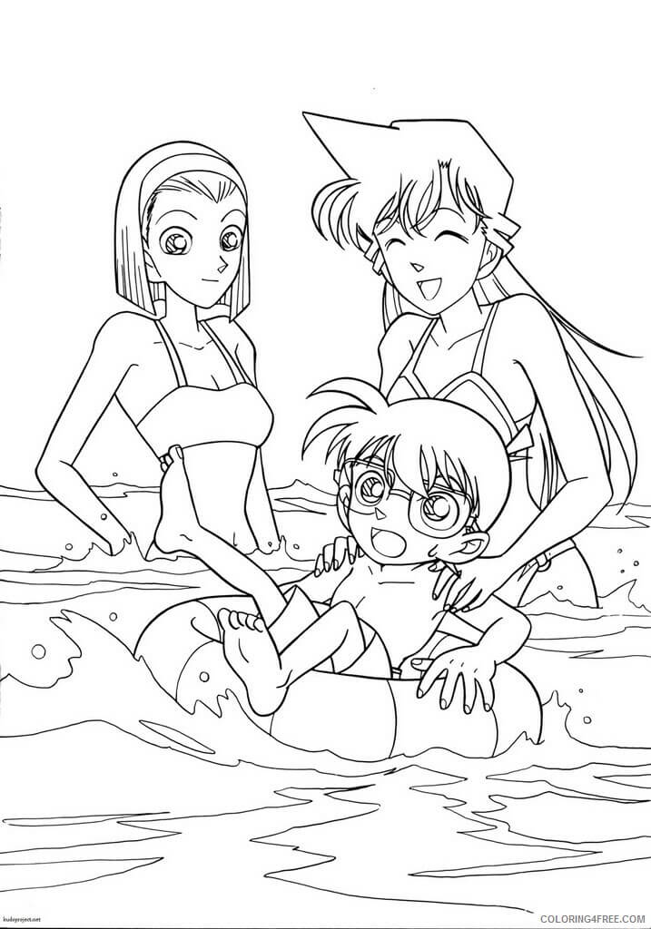 Conan, Ran y Sonoko Nadando
