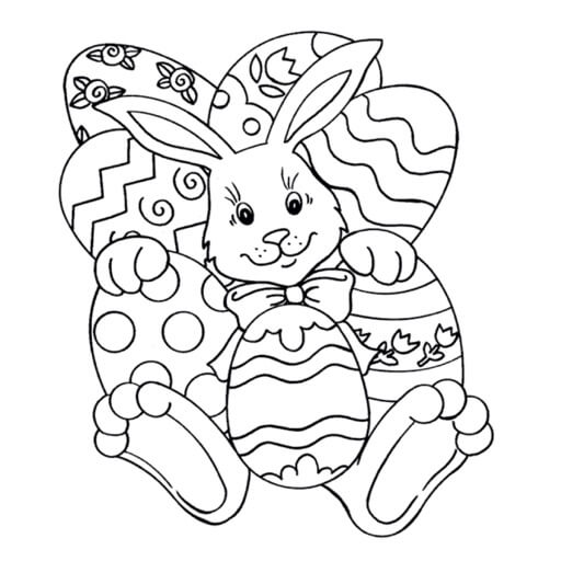 Conejito Acostado con los Huevos de Pascua